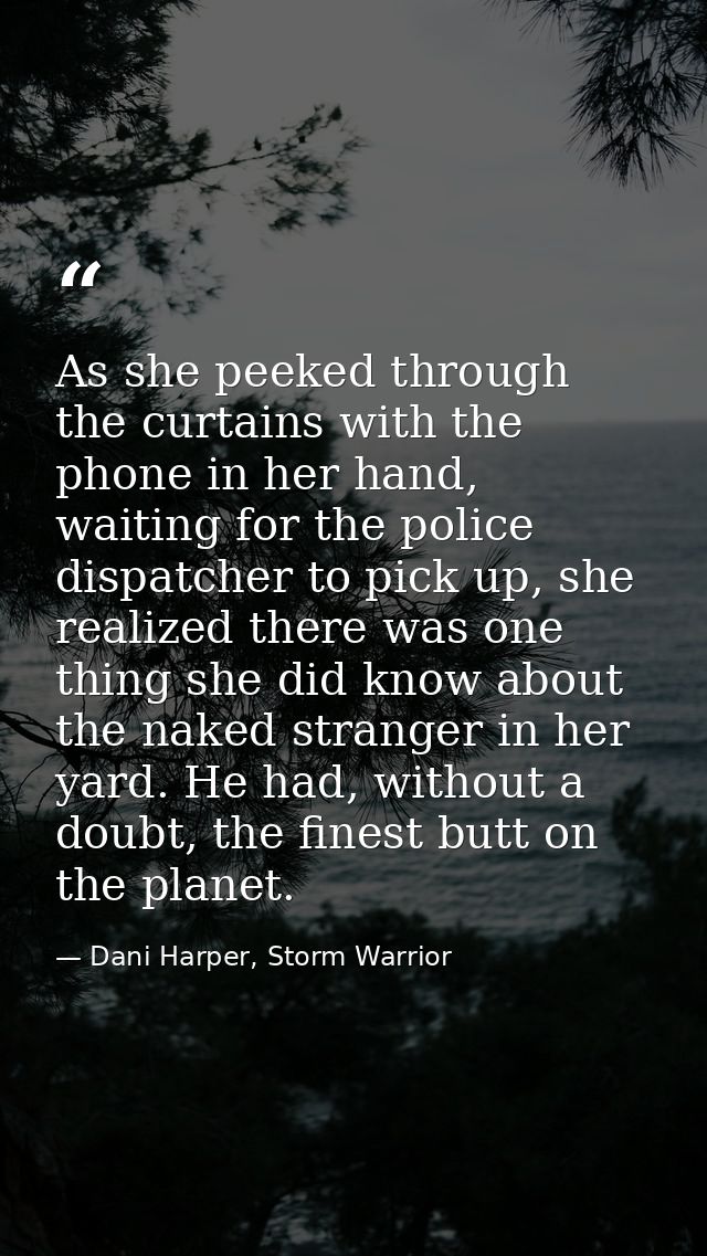 As she peeked through the curtains with the phone in her hand, waiting for the police dispatcher to pick up, she realize — Dani Harper, Storm Warrior