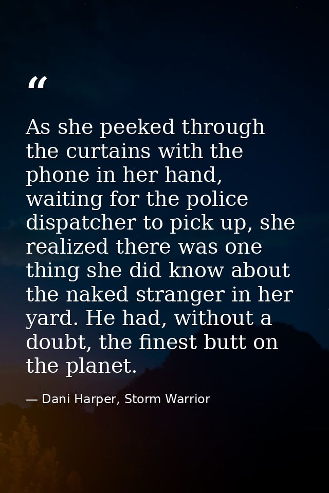 As she peeked through the curtains with the phone in her hand, waiting for the police dispatcher to pick up, she realize — Dani Harper, Storm Warrior