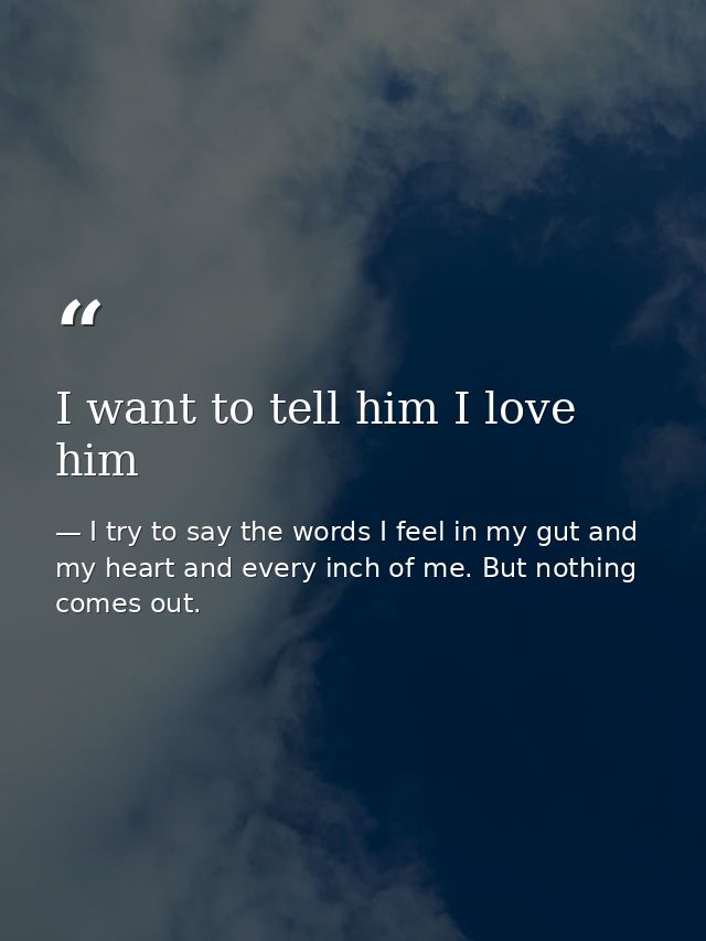 I want to tell him I love him — I try to say the words I feel in my gut and my heart and every inch of me. But nothing comes out.