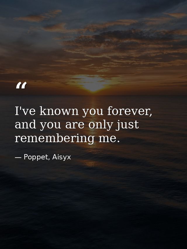I've known you forever, and you are only just remembering me. — Poppet, Aisyx