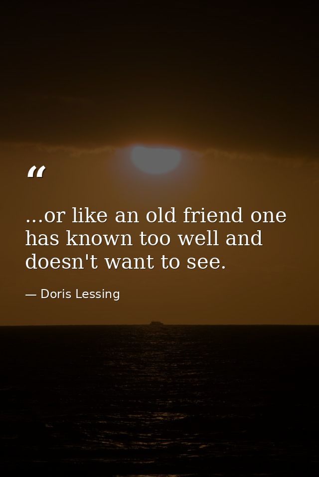 ...or like an old friend one has known too well and doesn't want to see. — Doris Lessing