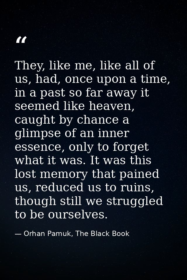 They, like me, like all of us, had, once upon a time, in a past so far away it seemed like heaven, caught by chance a gl — Orhan Pamuk, The Black Book