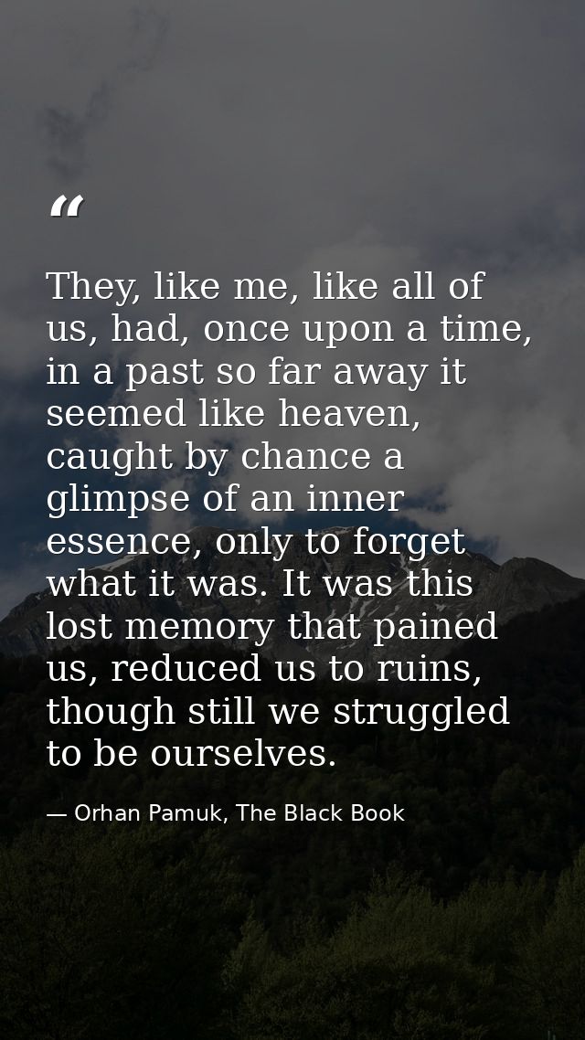 They, like me, like all of us, had, once upon a time, in a past so far away it seemed like heaven, caught by chance a gl — Orhan Pamuk, The Black Book