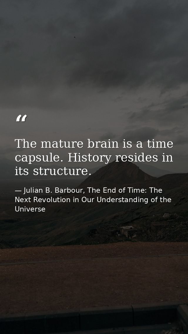 The mature brain is a time capsule. History resides in its structure. — Julian B. Barbour, The End of Time: The Next Revolution in Our Understanding of the Universe