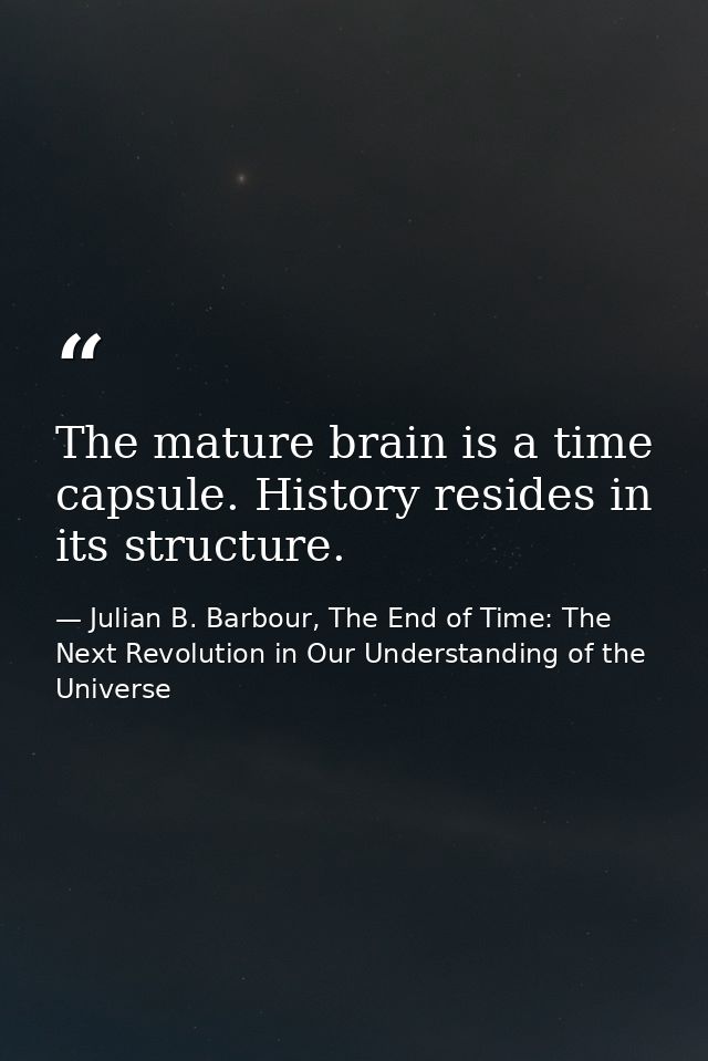 The mature brain is a time capsule. History resides in its structure. — Julian B. Barbour, The End of Time: The Next Revolution in Our Understanding of the Universe