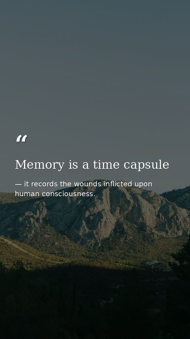 Memory is a time capsule — it records the wounds inflicted upon human consciousness.