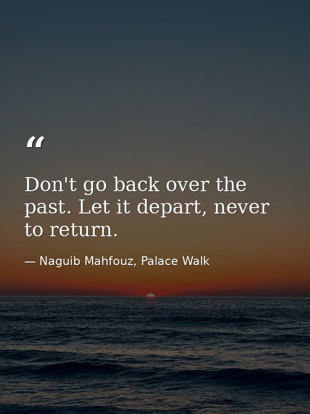 Don't go back over the past. Let it depart, never to return. — Naguib Mahfouz, Palace Walk