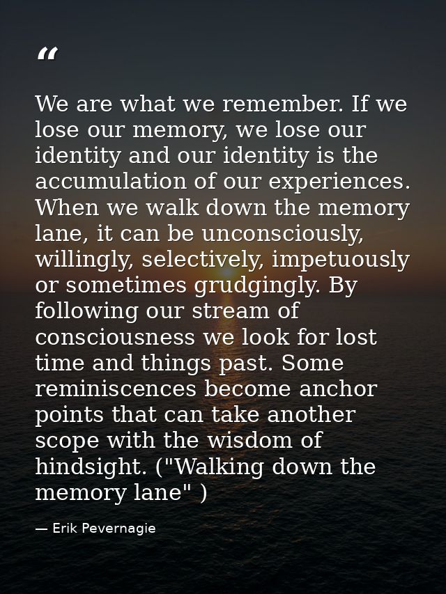 We are what we remember. If we lose our memory, we lose our identity and our identity is the accumulation of our experie — Erik Pevernagie