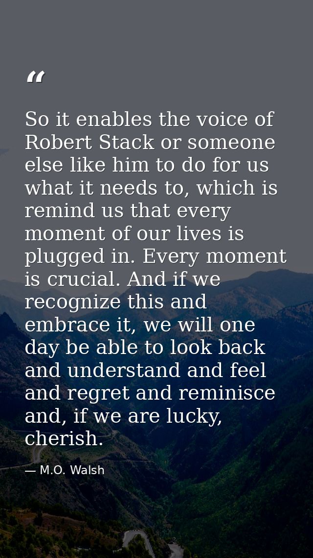 So it enables the voice of Robert Stack or someone else like him to do for us what it needs to, which is remind us that  — M.O. Walsh