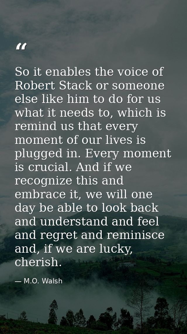 So it enables the voice of Robert Stack or someone else like him to do for us what it needs to, which is remind us that  — M.O. Walsh