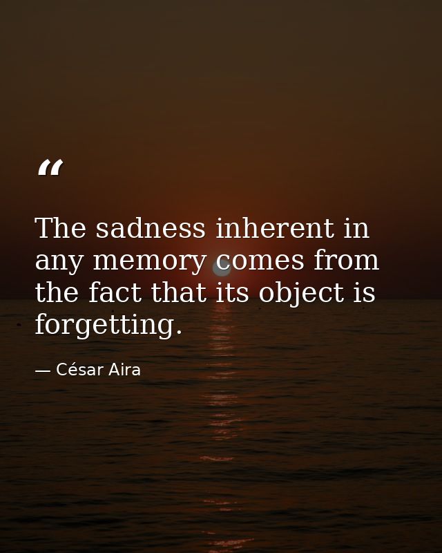 The sadness inherent in any memory comes from the fact that its object is forgetting. — César Aira