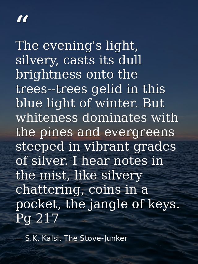 The evening's light, silvery, casts its dull brightness onto the trees--trees gelid in this blue light of winter. But wh — S.K. Kalsi, The Stove-Junker