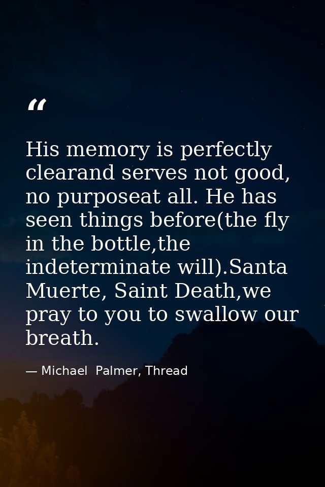 His memory is perfectly clearand serves not good, no purposeat all. He has seen things before(the fly in the bottle,the  — Michael  Palmer, Thread