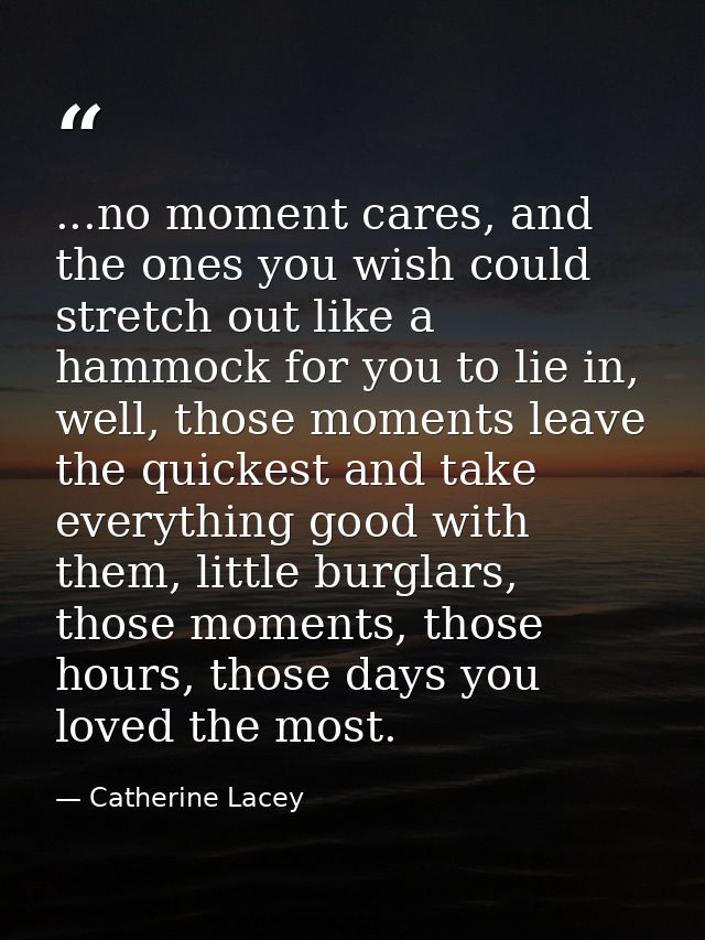 ...no moment cares, and the ones you wish could stretch out like a hammock for you to lie in, well, those moments leave  — Catherine Lacey