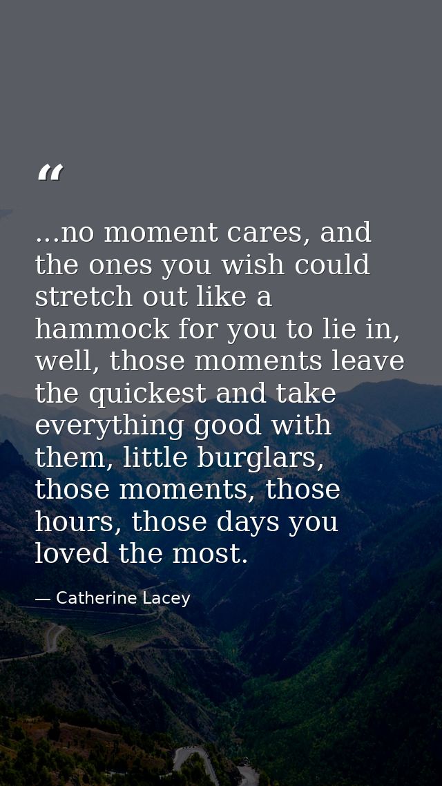 ...no moment cares, and the ones you wish could stretch out like a hammock for you to lie in, well, those moments leave  — Catherine Lacey