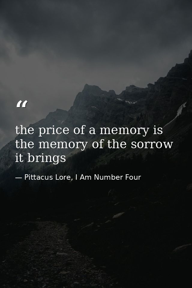 the price of a memory is the memory of the sorrow it brings — Pittacus Lore, I Am Number Four