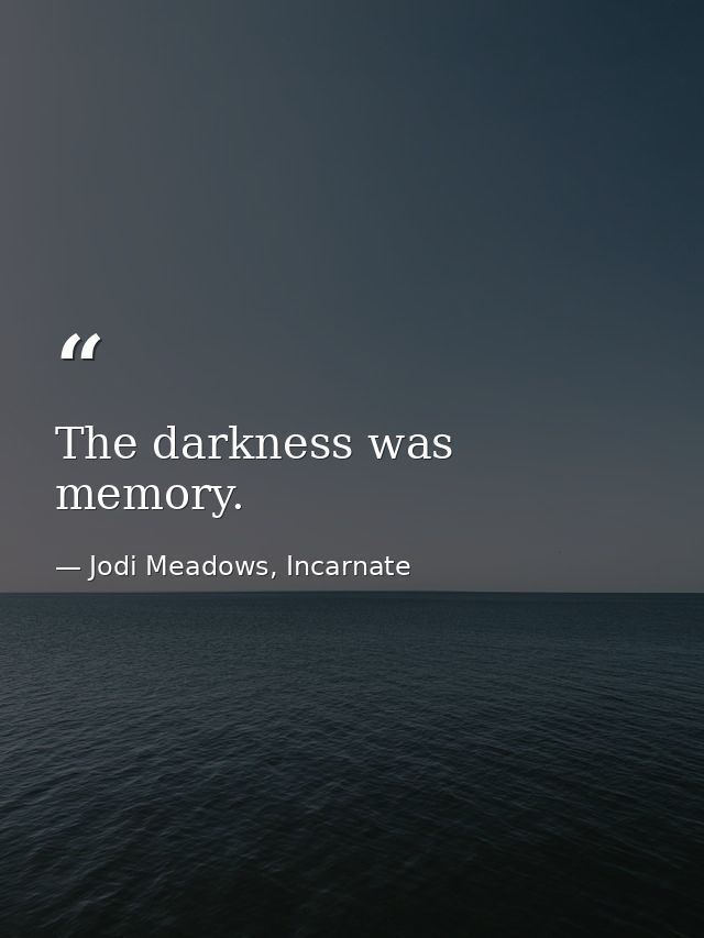 The darkness was memory. — Jodi Meadows, Incarnate