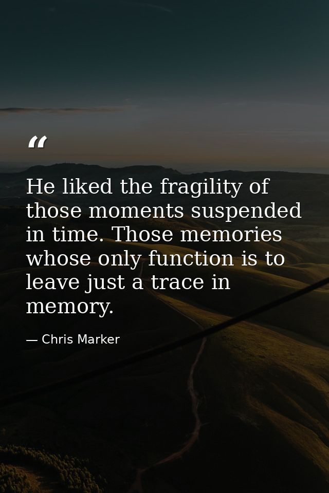 He liked the fragility of those moments suspended in time. Those memories whose only function is to leave just a trace i — Chris Marker