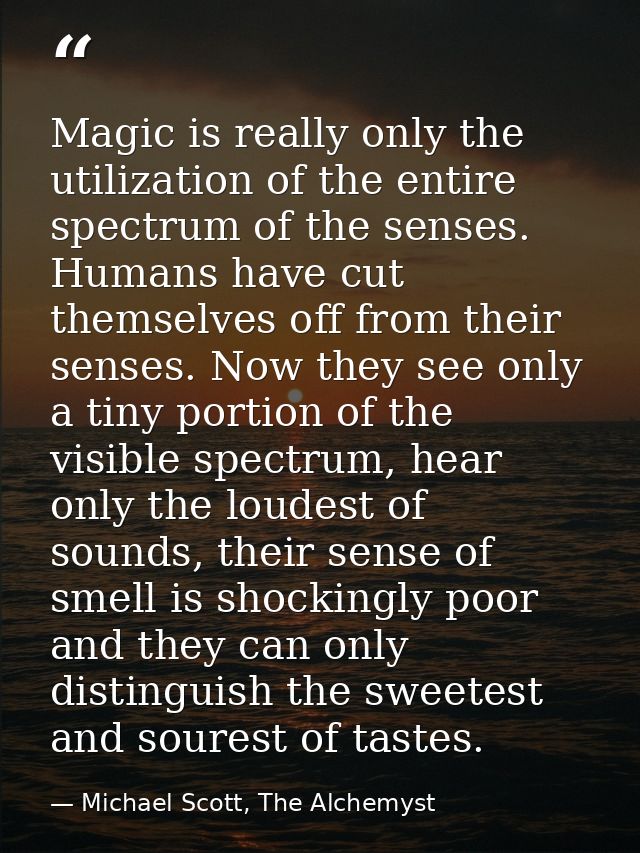 Magic is really only the utilization of the entire spectrum of the senses. Humans have cut themselves off from their sen — Michael Scott, The Alchemyst