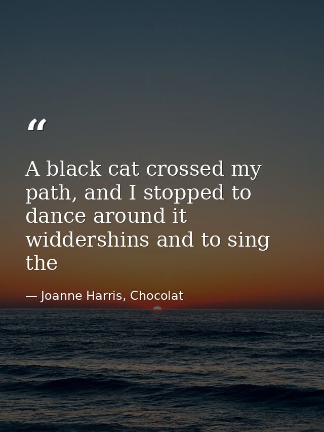A black cat crossed my path, and I stopped to dance around it widdershins and to sing the — Joanne Harris, Chocolat