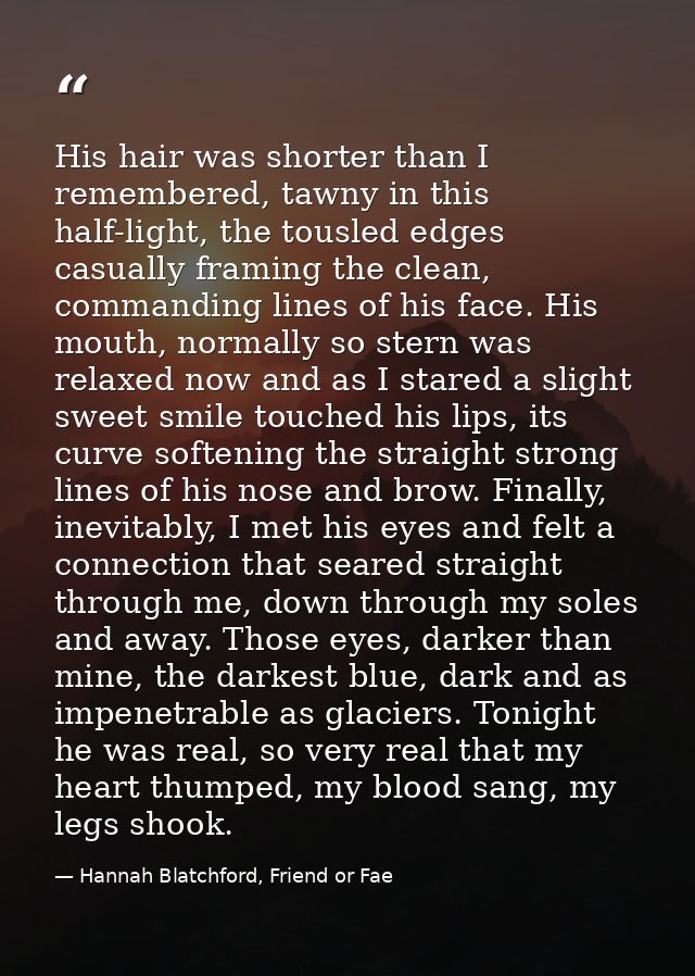 His hair was shorter than I remembered, tawny in this half-light, the tousled edges casually framing the clean, commandi — Hannah Blatchford, Friend or Fae