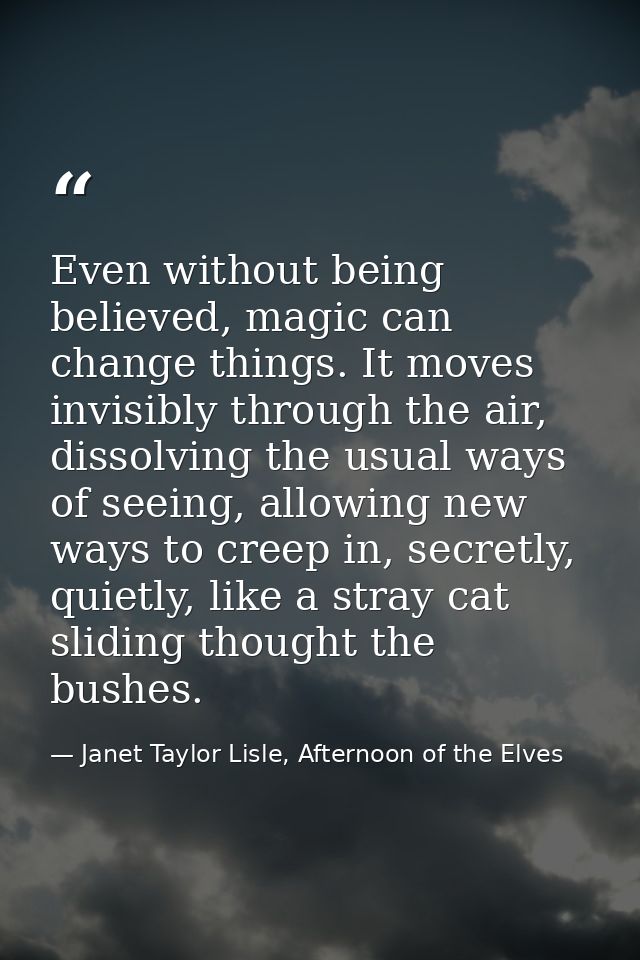 Even without being believed, magic can change things. It moves invisibly through the air, dissolving the usual ways of s — Janet Taylor Lisle, Afternoon of the Elves