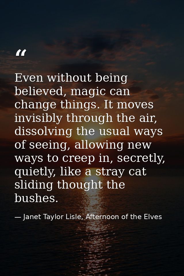 Even without being believed, magic can change things. It moves invisibly through the air, dissolving the usual ways of s — Janet Taylor Lisle, Afternoon of the Elves