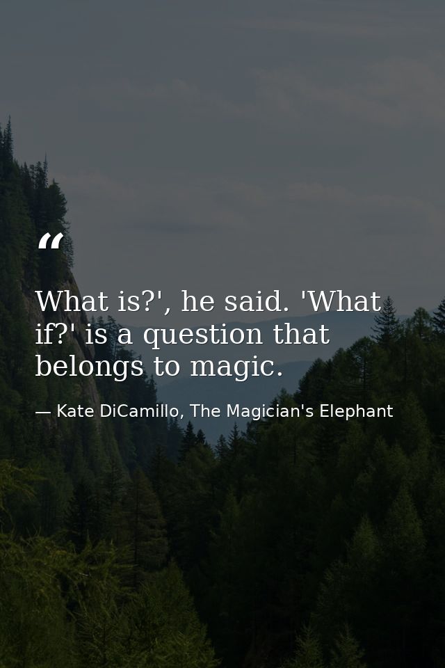What is?', he said. 'What if?' is a question that belongs to magic. — Kate DiCamillo, The Magician's Elephant