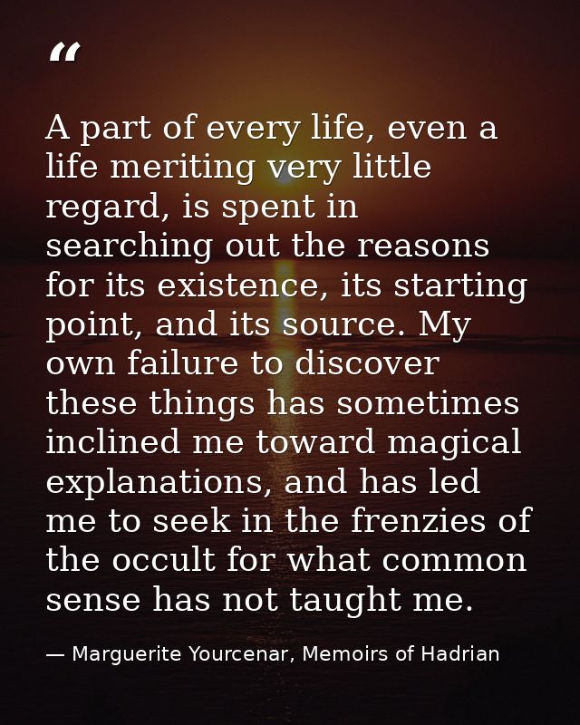 A part of every life, even a life meriting very little regard, is spent in searching out the reasons for its existence,  — Marguerite Yourcenar, Memoirs of Hadrian