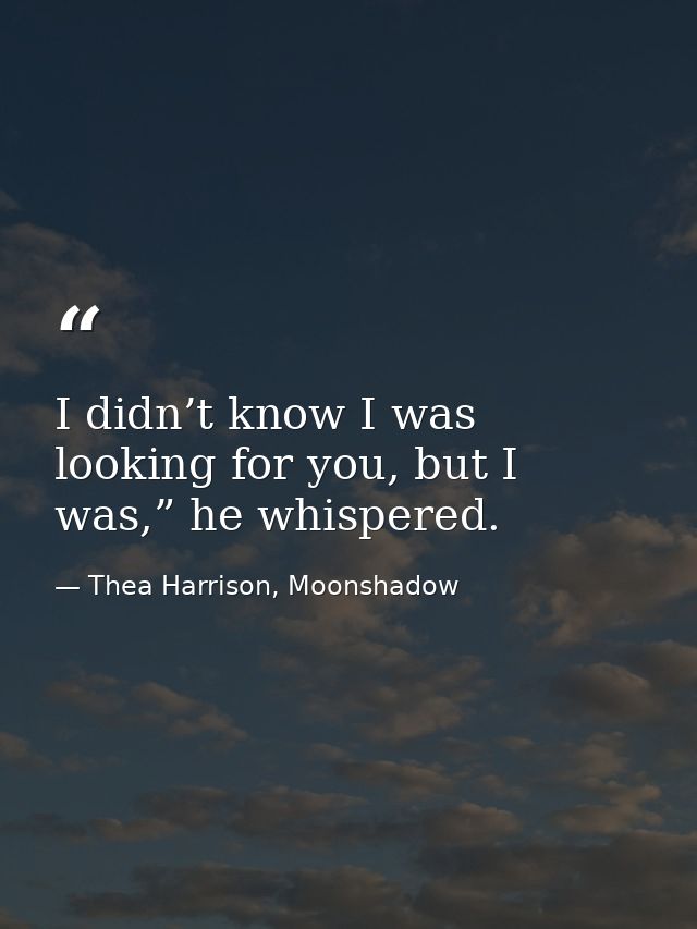 I didn’t know I was looking for you, but I was,” he whispered. — Thea Harrison, Moonshadow