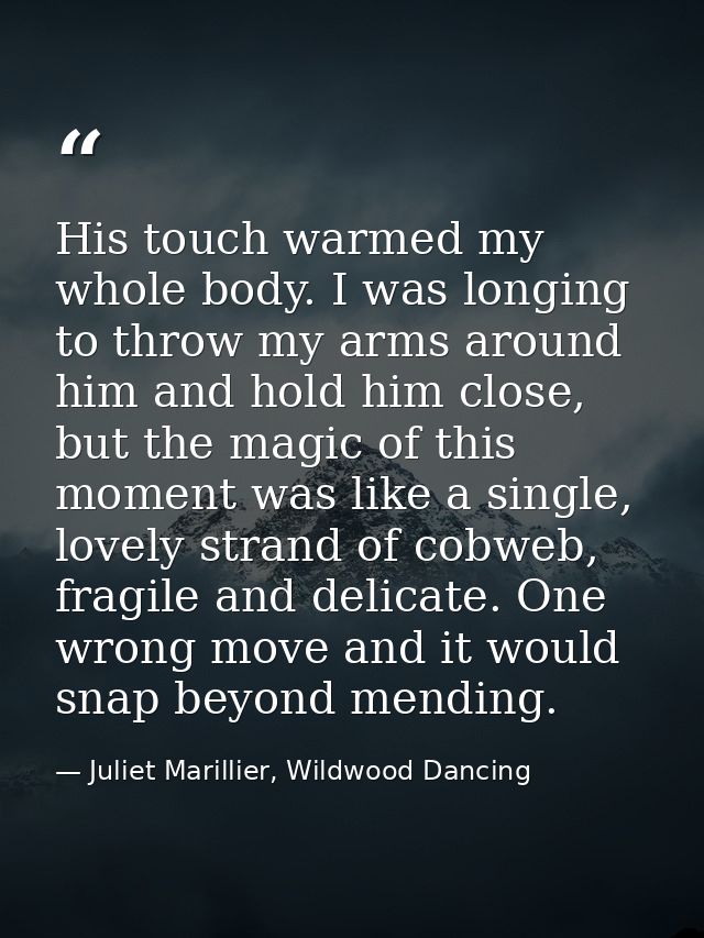 His touch warmed my whole body. I was longing to throw my arms around him and hold him close, but the magic of this mome — Juliet Marillier, Wildwood Dancing