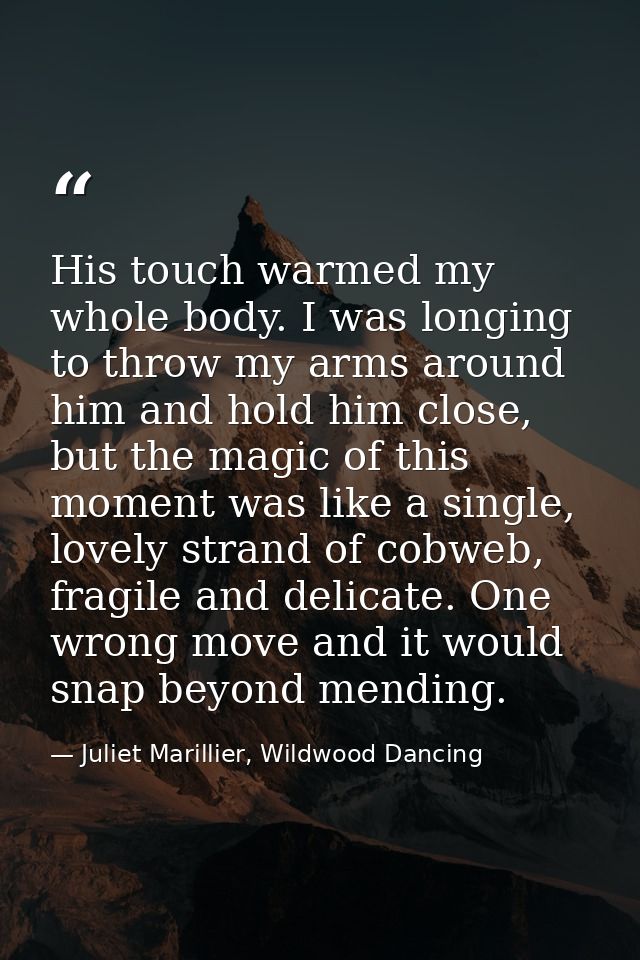His touch warmed my whole body. I was longing to throw my arms around him and hold him close, but the magic of this mome — Juliet Marillier, Wildwood Dancing