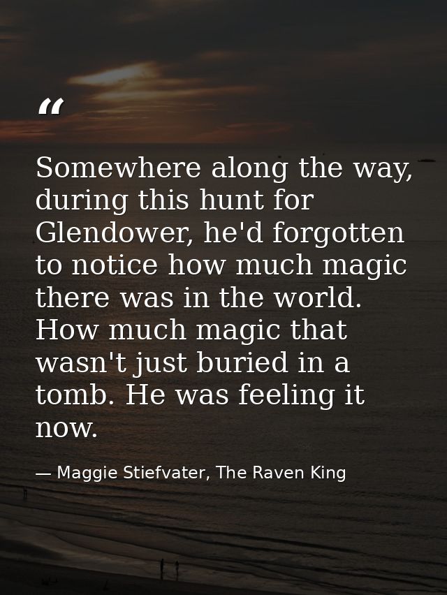 Somewhere along the way, during this hunt for Glendower, he'd forgotten to notice how much magic there was in the world. — Maggie Stiefvater, The Raven King