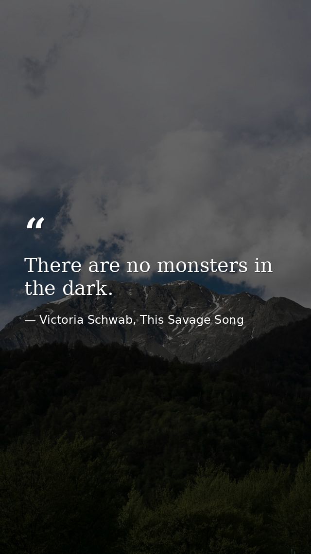 There are no monsters in the dark. — Victoria Schwab, This Savage Song