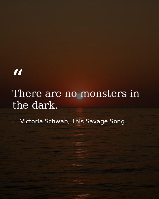 There are no monsters in the dark. — Victoria Schwab, This Savage Song