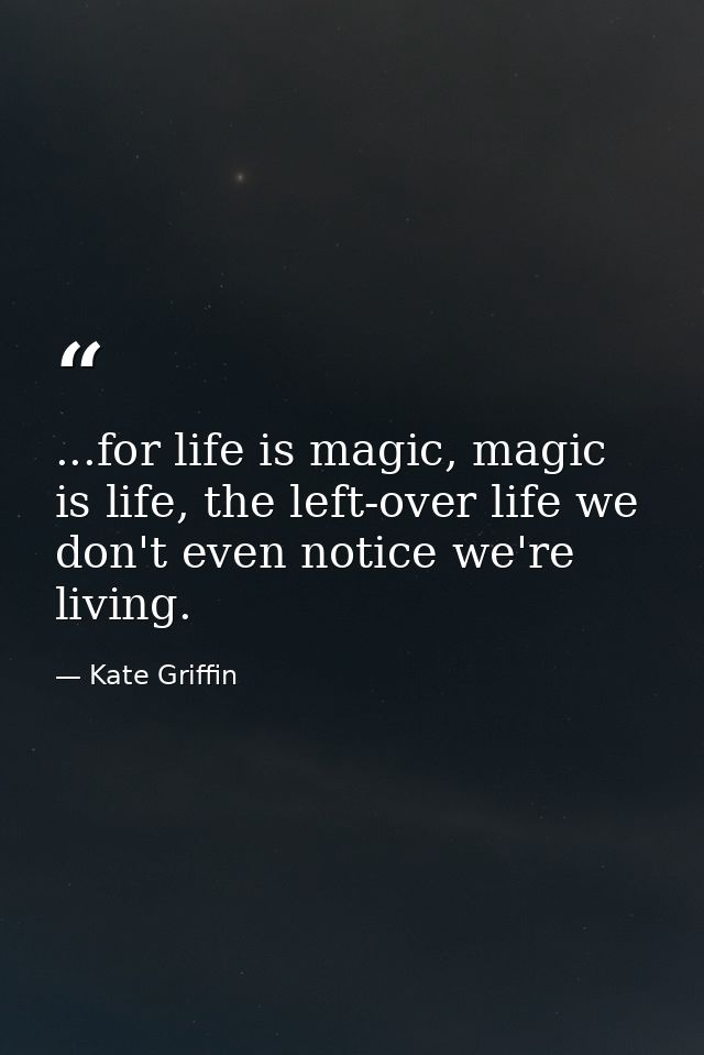...for life is magic, magic is life, the left-over life we don't even notice we're living. — Kate Griffin