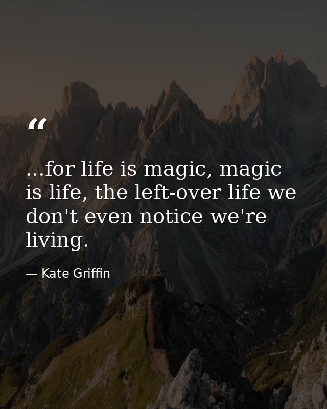 ...for life is magic, magic is life, the left-over life we don't even notice we're living. — Kate Griffin