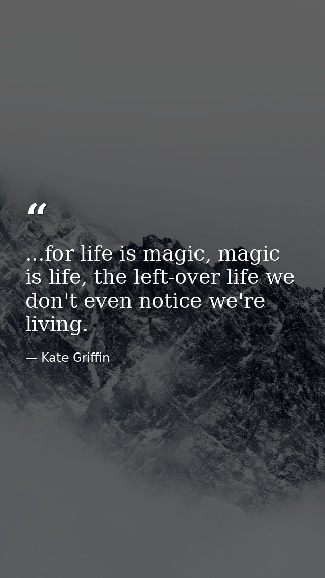...for life is magic, magic is life, the left-over life we don't even notice we're living. — Kate Griffin
