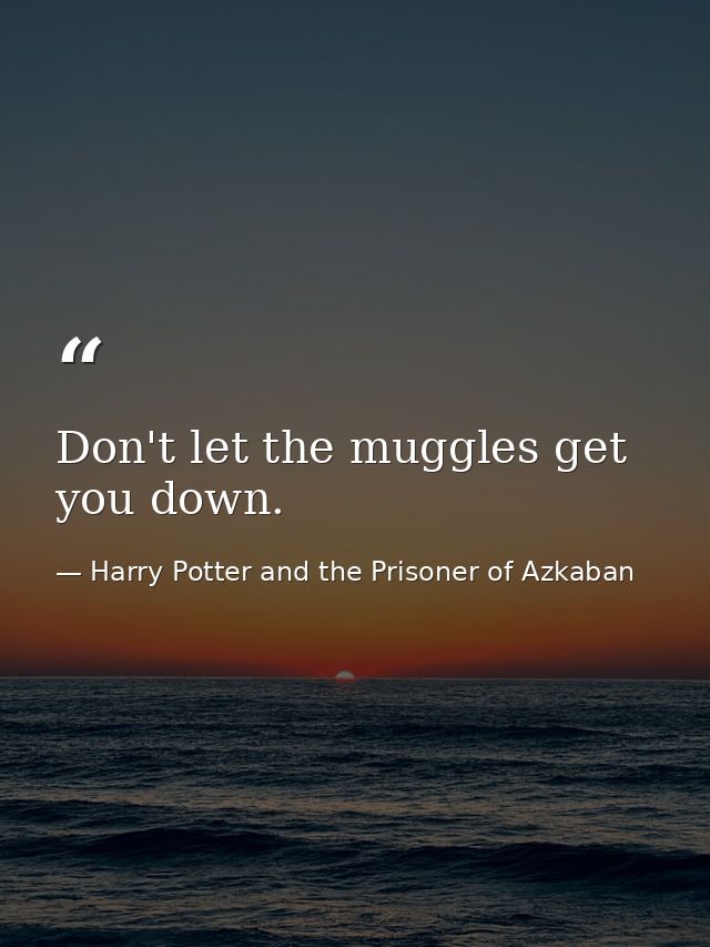 Don't let the muggles get you down. — Harry Potter and the Prisoner of Azkaban