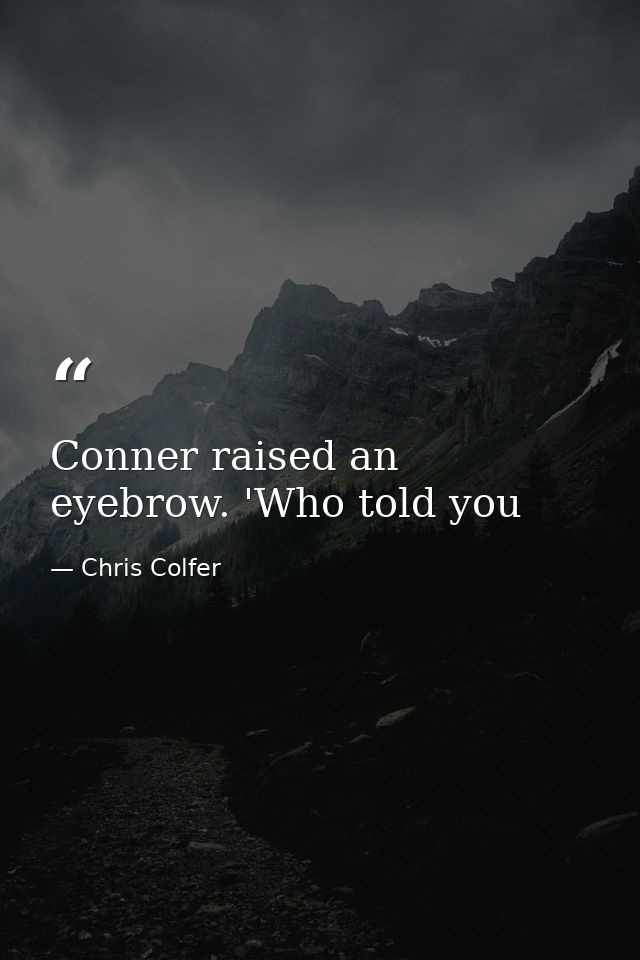 Conner raised an eyebrow. 'Who told you — Chris Colfer