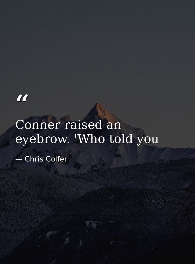 Conner raised an eyebrow. 'Who told you — Chris Colfer