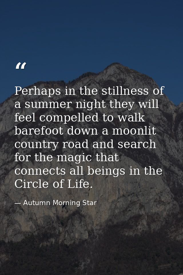 Perhaps in the stillness of a summer night they will feel compelled to walk barefoot down a moonlit country road and sea — Autumn Morning Star