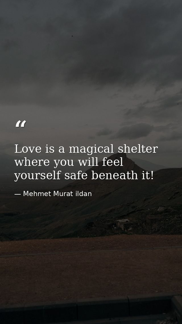 Love is a magical shelter where you will feel yourself safe beneath it! — Mehmet Murat ildan