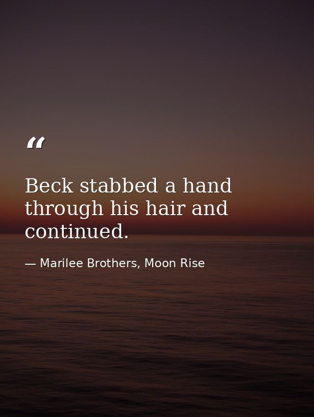 Beck stabbed a hand through his hair and continued. — Marilee Brothers, Moon Rise