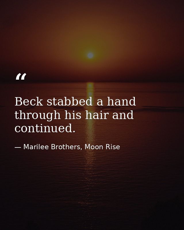 Beck stabbed a hand through his hair and continued. — Marilee Brothers, Moon Rise