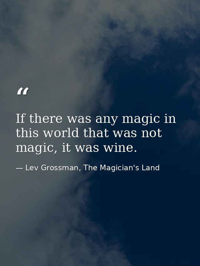 If there was any magic in this world that was not magic, it was wine. — Lev Grossman, The Magician's Land