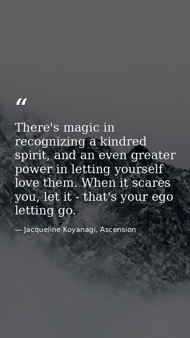 There's magic in recognizing a kindred spirit, and an even greater power in letting yourself love them. When it scares y — Jacqueline Koyanagi, Ascension