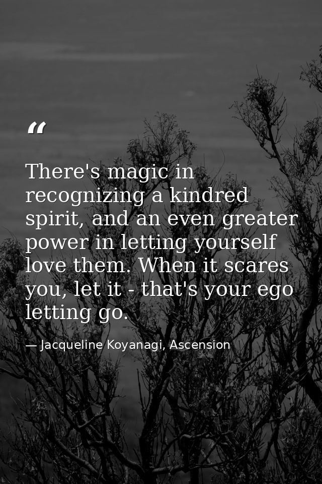 There's magic in recognizing a kindred spirit, and an even greater power in letting yourself love them. When it scares y — Jacqueline Koyanagi, Ascension