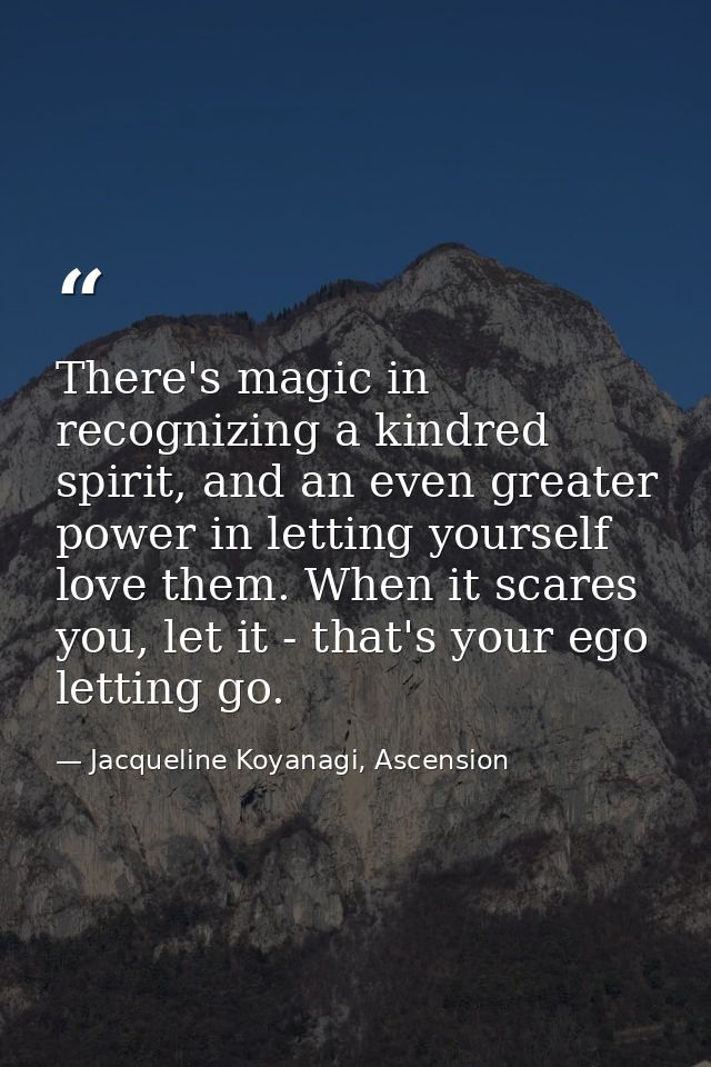 There's magic in recognizing a kindred spirit, and an even greater power in letting yourself love them. When it scares y — Jacqueline Koyanagi, Ascension