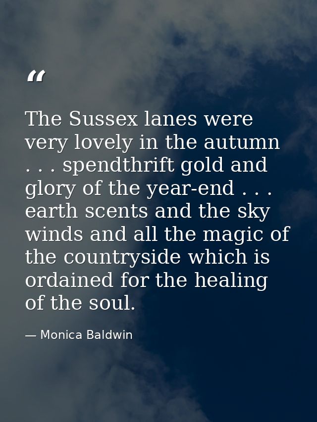 The Sussex lanes were very lovely in the autumn . . . spendthrift gold and glory of the year-end . . . earth scents and  — Monica Baldwin